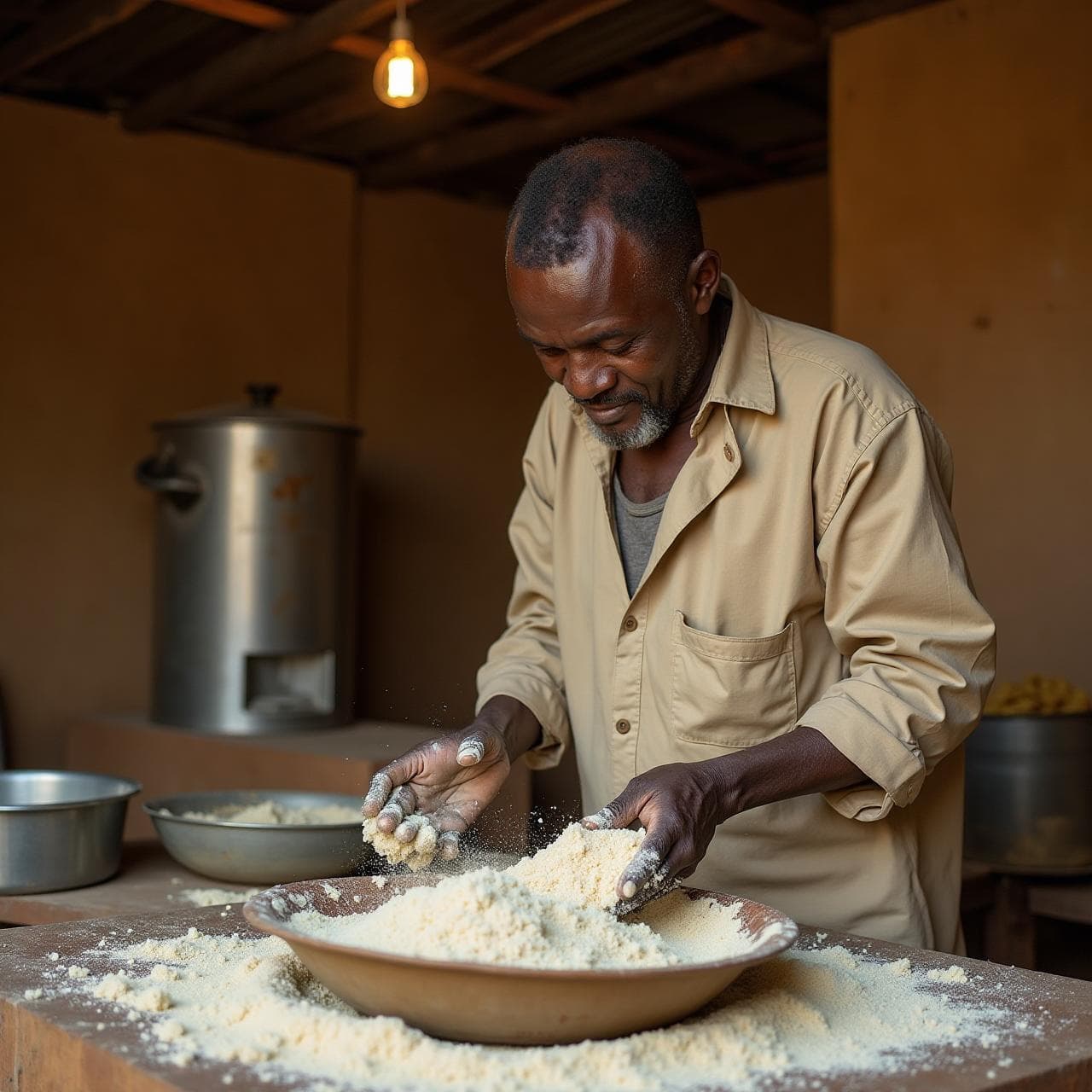 Gari processing in Ghana